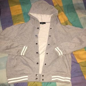 varsity style snap up hoodie (worn 1x)